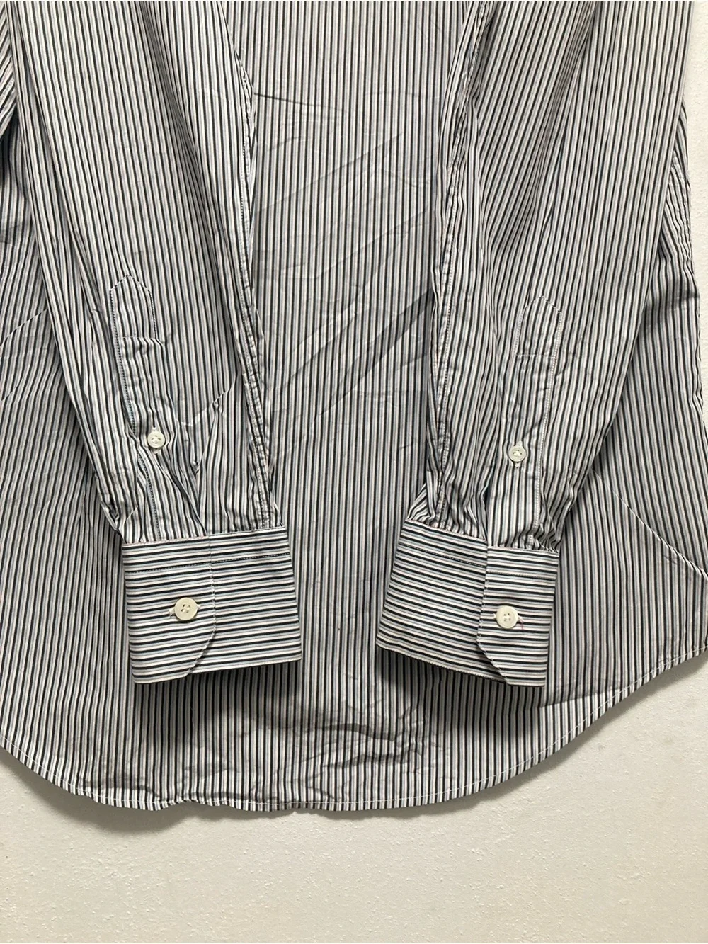 LANVIN Paris Made In Italy Multi Stripe 100% Cotton Dress Shirt Size 39 15.5
